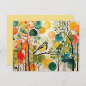 Natuur Harmony Waterverf Springtime Forest Bird Briefkaart (Voorkant / Achterkant)