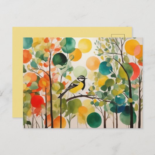 Natuur Harmony Waterverf Springtime Forest Bird Briefkaart (Voorkant / Achterkant)