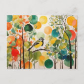 Natuur Harmony Waterverf Springtime Forest Bird Briefkaart (Voorkant)