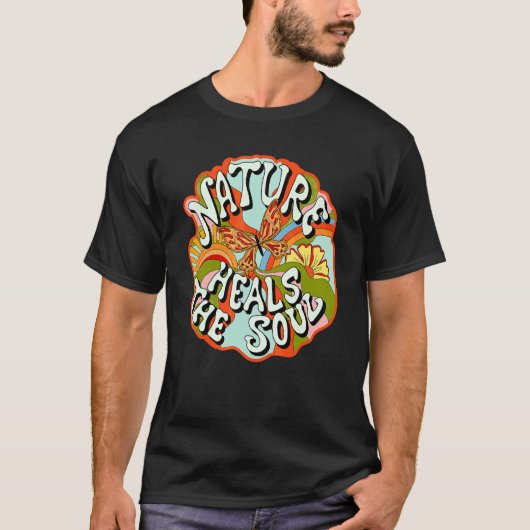 Natuur Heelt De Ziel Retro 80s 90s Hippie Stijl B T-shirt (Voorkant)