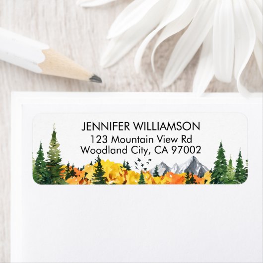 Natuur Herfst bossen najaar Waterverf Etiket (Insitu)