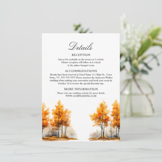 Natuur Herfst Landschap bruiloft Details Informatiekaartje (Staand voorkant)