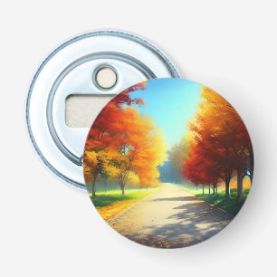 Natuur herfstbomen in het bos button flesopener