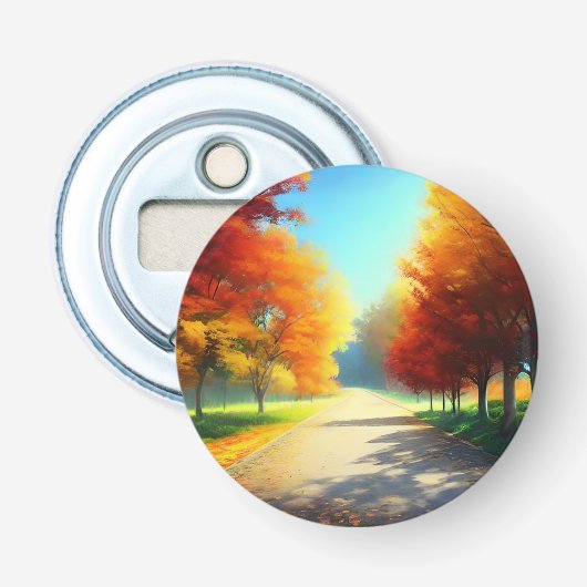 Natuur herfstbomen in het bos button flesopener (Voorkant)