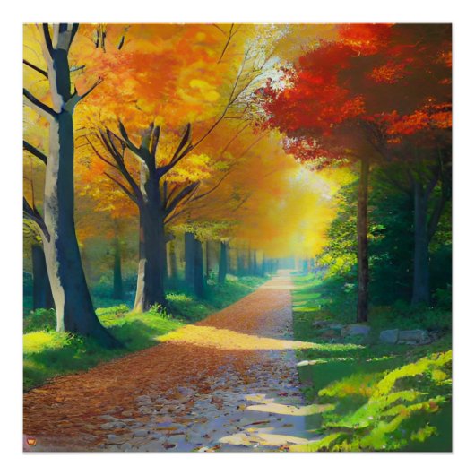Natuur herfstbomen in het bos perfect poster (Voorkant)