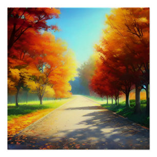 Natuur herfstbomen in het bos perfect poster