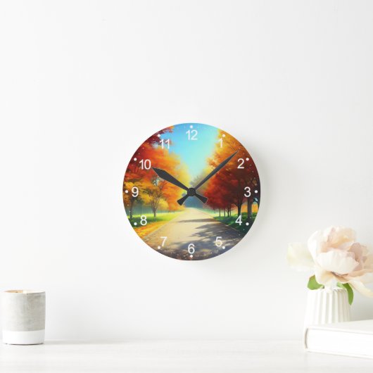 Natuur herfstbomen in het bos ronde klok (Huis)