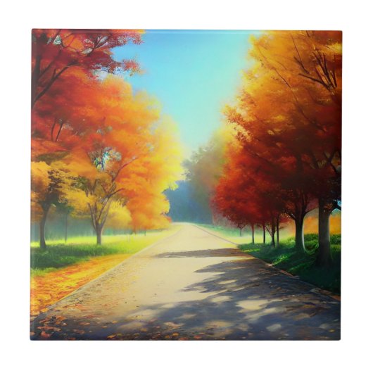 Natuur herfstbomen in het bos tegeltje (Voorkant)