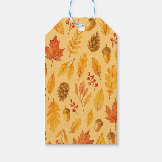 Natuur herfstpatroon cadeaulabel (Voorkant)