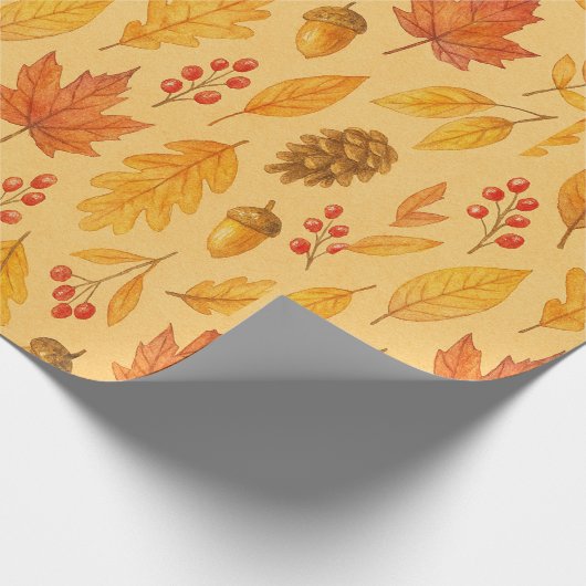 Natuur herfstpatroon cadeaupapier (Hoek)