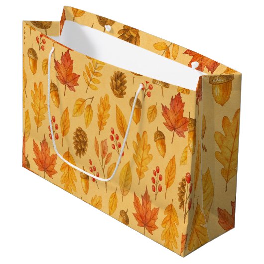 Natuur herfstpatroon groot cadeauzakje (Voorkant Gekanteld)