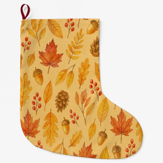 Natuur herfstpatroon grote kerstsok (Voorkant)