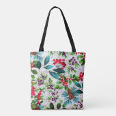 Natuur Holly Berry Pinecones met kerstwinterhout Tote Bag (Achterkant)