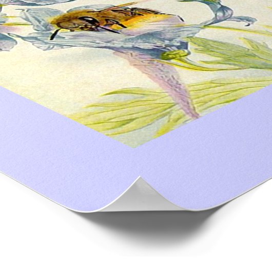 Natuur honingbijen en goudbloemen Lila Poster (Hoek)