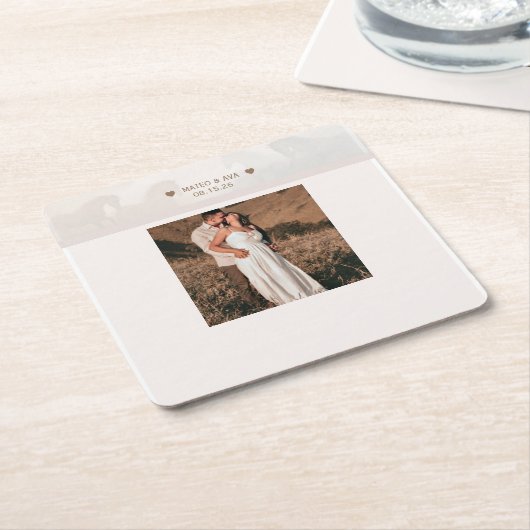 Natuur Horses Wedding Foto toevoegen Custom Kartonnen Onderzetters (Schuin)