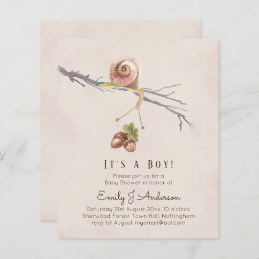 Natuur houdt van slakken feestuitnodigingen voor b (Voorkant / Achterkant)