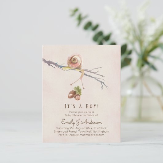 Natuur houdt van slakken feestuitnodigingen voor b (Staand voorkant)