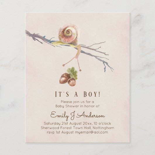 Natuur houdt van slakken feestuitnodigingen voor b (Voorkant)