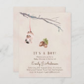 Natuur houdt van uitnodigingen voor een babyshower (Voorkant / Achterkant)