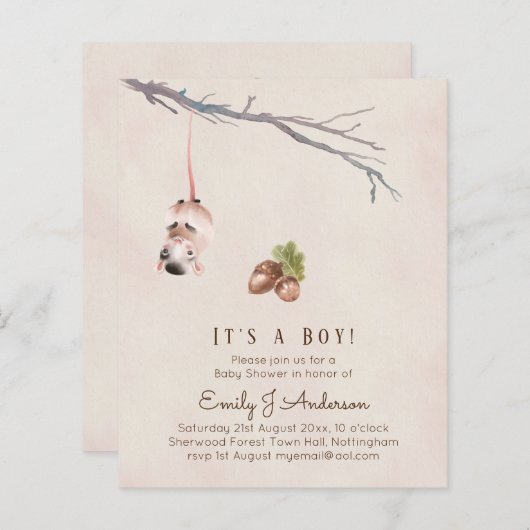 Natuur houdt van uitnodigingen voor een babyshower (Voorkant / Achterkant)