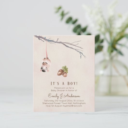 Natuur houdt van uitnodigingen voor een babyshower (Staand voorkant)