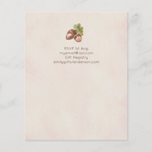 Natuur houdt van uitnodigingen voor een babyshower (Achterkant)