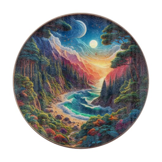 Natuur houtsnede van landschap / zeegezicht / skys snijplank (Voorkant)