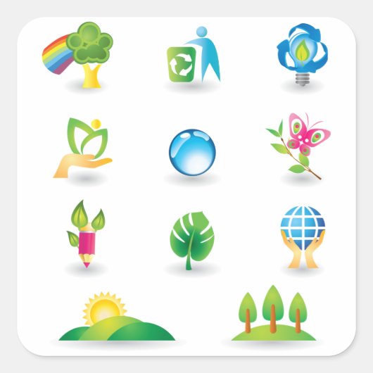 Natuur Icons Square Sticker (Voorkant)
