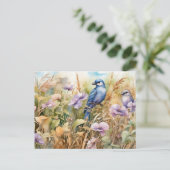 Natuur Illustratie met Vogels en Wildbloemen Briefkaart (Staand voorkant)