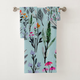 Natuur in de zomer Blauw patroon tuinbloem Bad Handdoek
