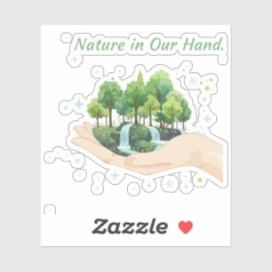 Natuur in Onze Handen Aquarel Milieukunst Sticker