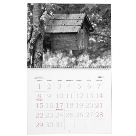 Natuur in zwart-wit 2024 Kalender (Mar 2026)