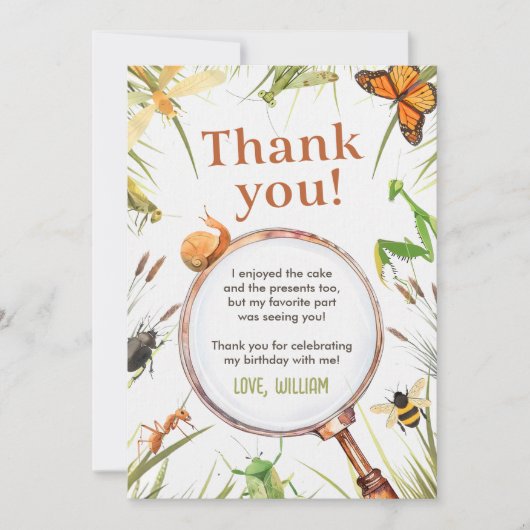 Natuur Insect Bugs verjaardagsfeestje Bedankkaart (Voorkant)