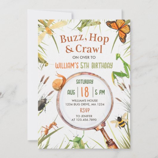 Natuur Insect Bugs verjaardagsfeestje Kaart (Voorkant)