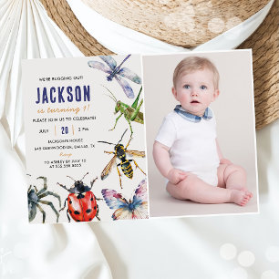 Natuur insectenbeestjes 1e verjaardagsfeestje kaart