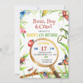 Natuur insectenbeestjes verjaardagsuitnodiging kaart (Voorkant)