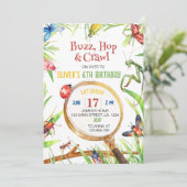 Natuur insectenbeestjes verjaardagsuitnodiging kaart (Staand voorkant)
