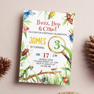 Natuur insectenbeestjes verjaardagsuitnodiging kaart