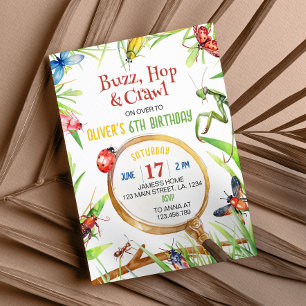 Natuur insectenbeestjes verjaardagsuitnodiging kaart