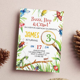 Natuur insectenbeestjes verjaardagsuitnodiging kaart