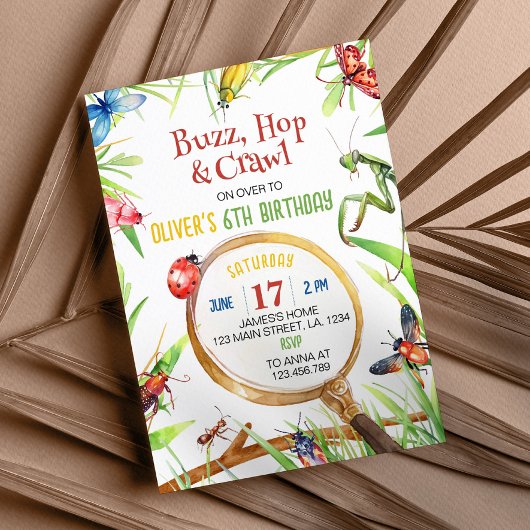 Natuur insectenbeestjes verjaardagsuitnodiging kaart