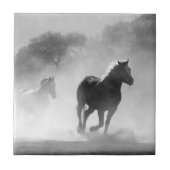 Natuur-inspiratie-paarden in zwart-wit tegeltje (Voorkant)