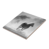 Natuur-inspiratie-paarden in zwart-wit tegeltje (Zijkant)