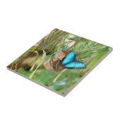 Natuur-inspiraties Bright Blauwe Butterfly Tegeltje (Zijkant)