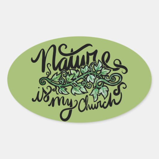 Natuur is mijn kerk ovale sticker (Voorkant)