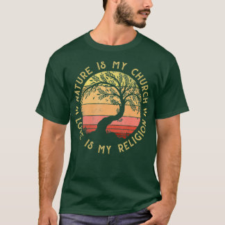 Natuur is mijn kerkliefde is mijn godsdienstboom t-shirt
