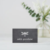 Natuur Jewelry Designer Dragonfly Logo Chalkboard Visitekaartje (Staand voorkant)