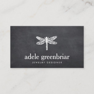 Natuur Jewelry Designer Dragonfly Logo Chalkboard Visitekaartje