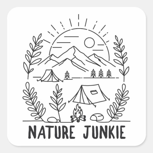 Natuur Junkie Vierkante Sticker (Voorkant)