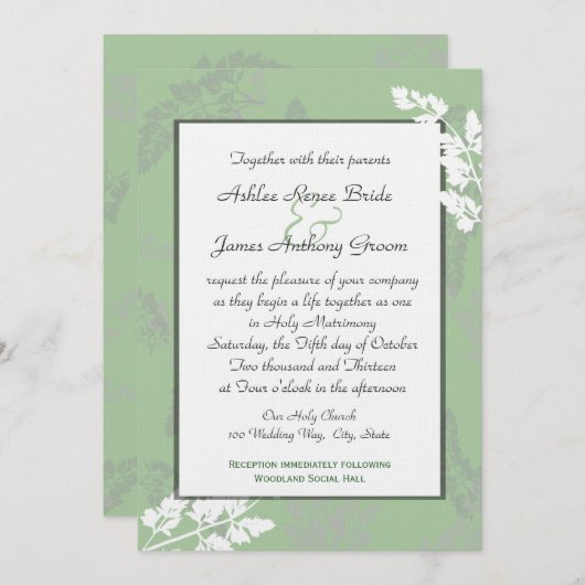 Natuur kant bruiloft kaart (Voorkant / Achterkant)